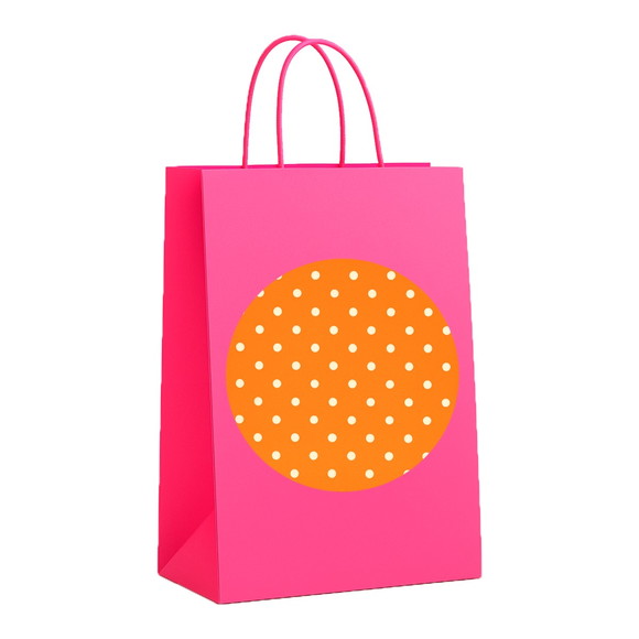 Sacola de Papel Personalizada Infantil Poá Laranja - Imagem 3