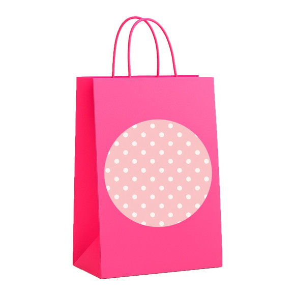 Sacola de Papel Personalizada Infantil Poá Rosa Bebê - Imagem 3