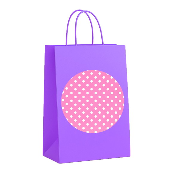 Sacola de Papel Personalizada Infantil Poá Rosa Pink - Imagem 4