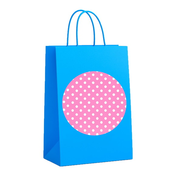 Sacola de Papel Personalizada Infantil Poá Rosa Pink - Imagem 2