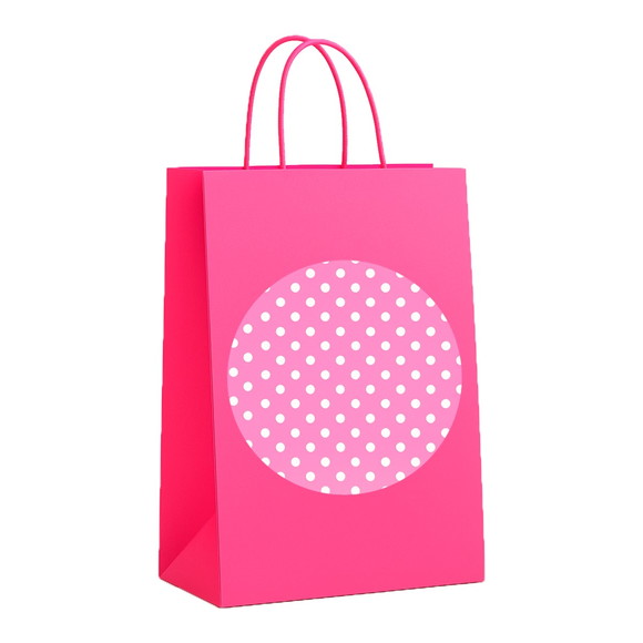 Sacola de Papel Personalizada Infantil Poá Rosa Pink - Imagem 3