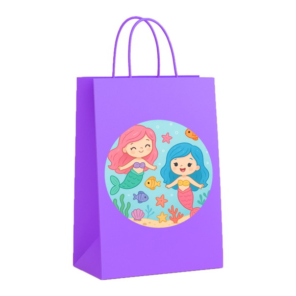 Sacola de Papel Personalizada Infantil Sereias - Imagem 3