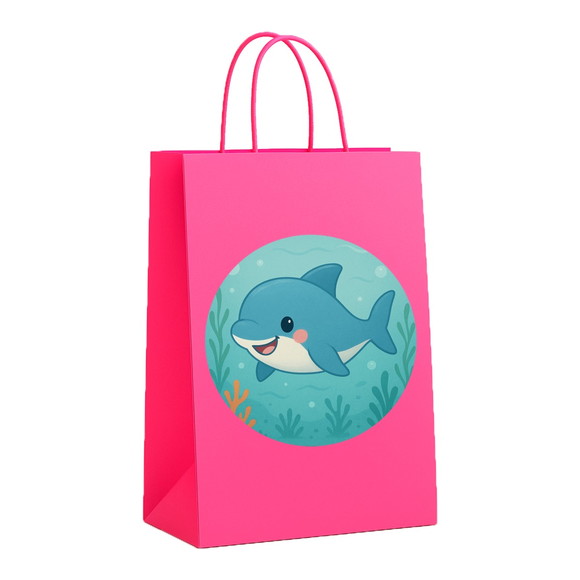 Sacola de Papel Personalizada Infantil Tubarãozinho Fofo - Imagem 3