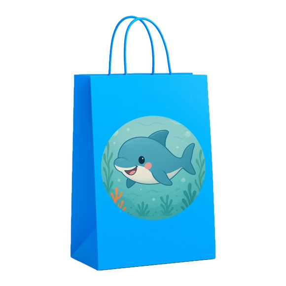 Sacola de Papel Personalizada Infantil Tubarãozinho Fofo - Imagem 2