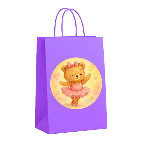 Sacola de Papel Personalizada Infantil Ursinha Bailarina - Imagem 4