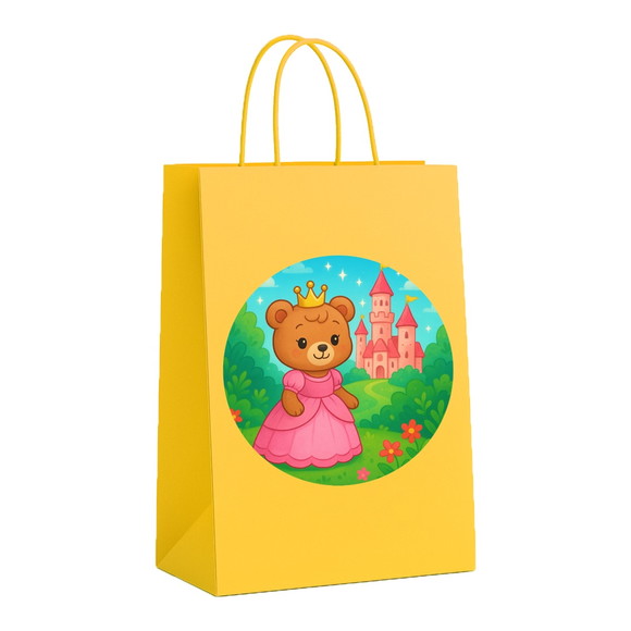 Sacola de Papel Personalizada Infantil Ursinha Princesa