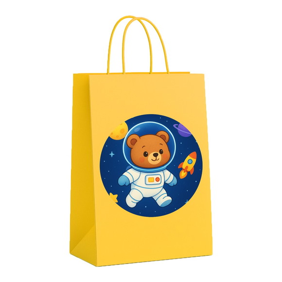 Sacola de Papel Personalizada Infantil Ursinho Astronauta