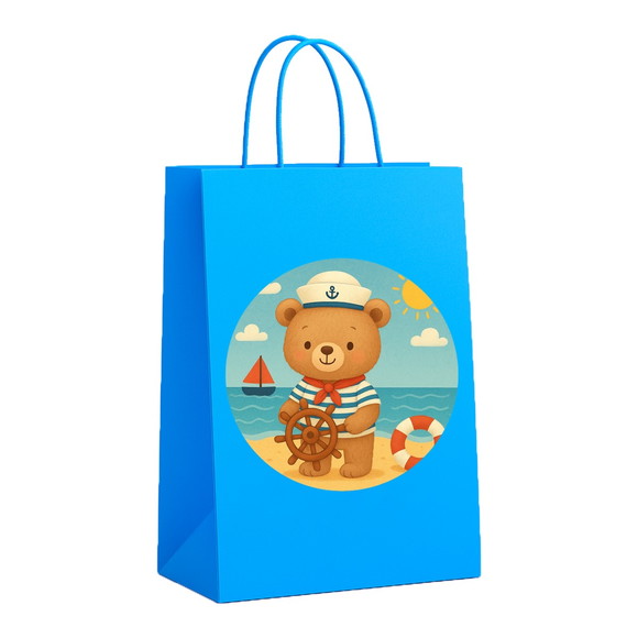 Sacola de Papel Personalizada Infantil Ursinho Marinheiro - Imagem 2