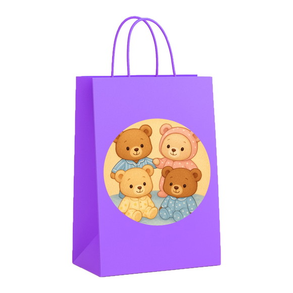 Sacola de Papel Personalizada Infantil Ursinhos de Pijama - Imagem 4
