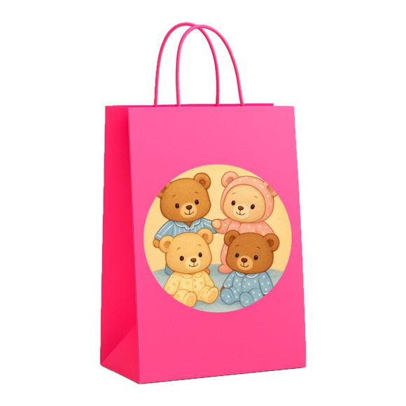 Sacola de Papel Personalizada Infantil Ursinhos de Pijama - Imagem 3