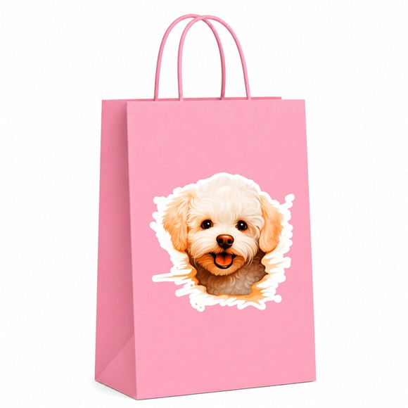 Sacola Papel Festa Raça Cachorro Bichon Frisé - Imagem 5