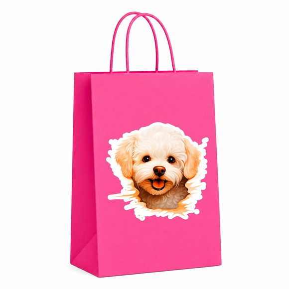 Sacola Papel Festa Raça Cachorro Bichon Frisé - Imagem 2