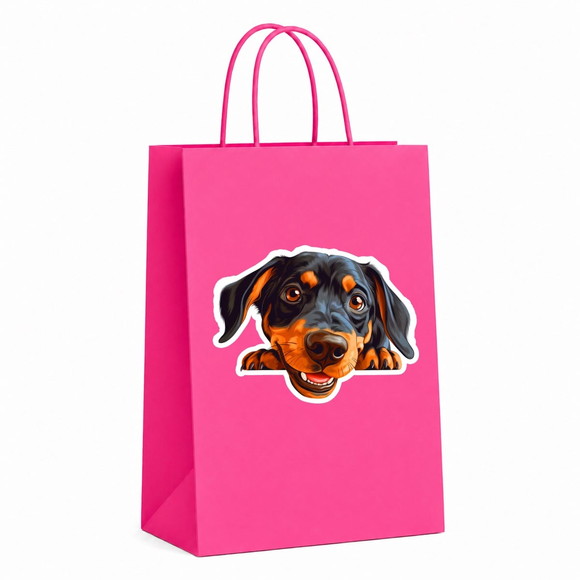 Sacola Papel Festa Raça Cachorro Cão Austríaco Preto Canela - Imagem 2