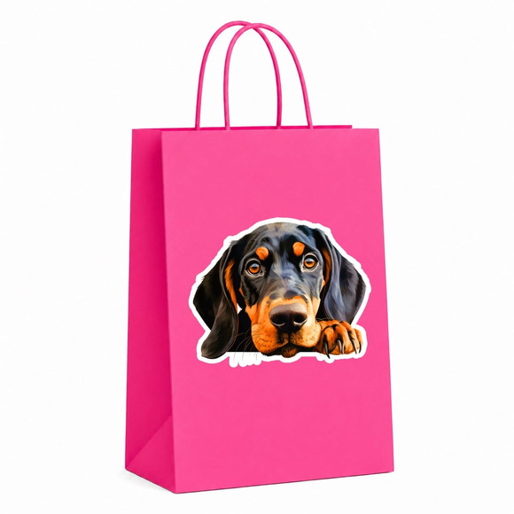 Sacola Papel Festa Raça Cachorro Coonhound Preto e Canela - Imagem 2