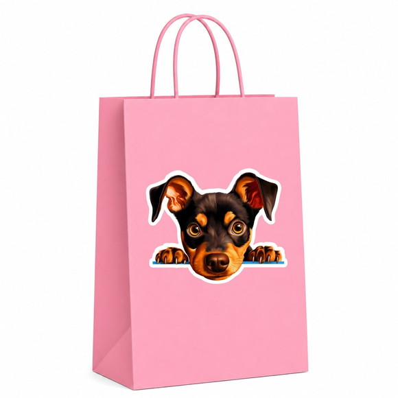 Sacola Papel Festa Raça Cachorro Pinscher Alemão - Imagem 5
