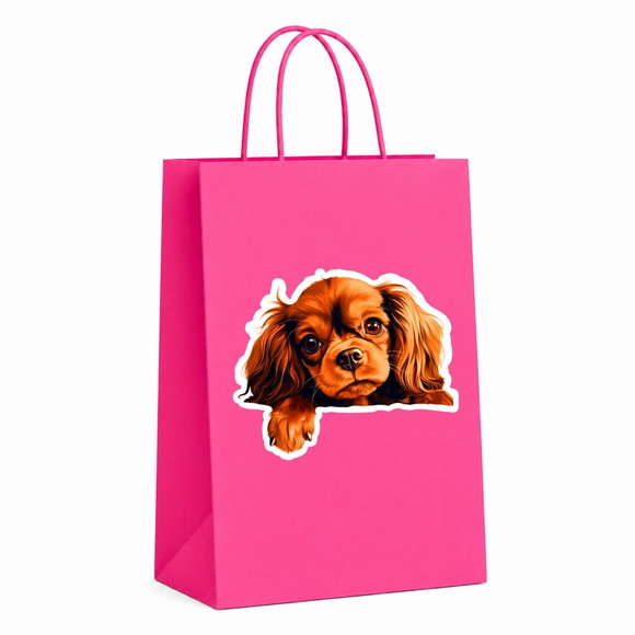 Sacola Papel Festa Raça Cachorro Spaniel Toy Inglês - Imagem 2