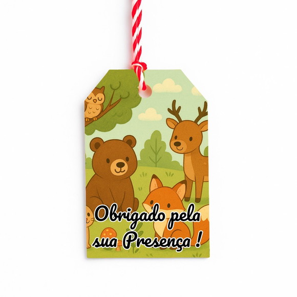 Tag de Agradecimento Personalizada 7x5 Animais da Floresta - Imagem 3