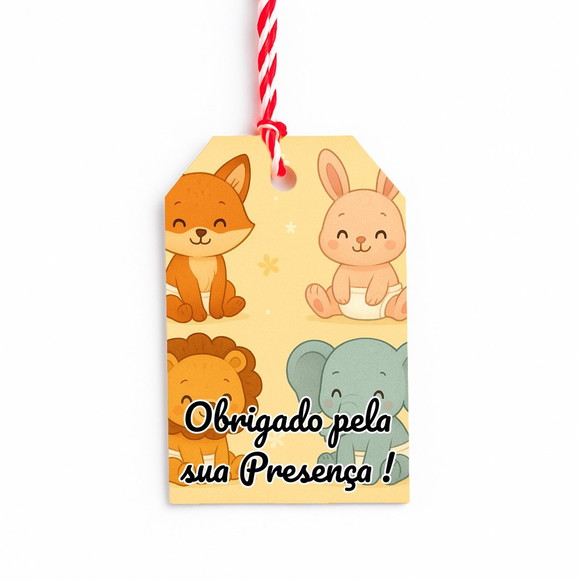 Tag de Agradecimento Personalizada 7x5 Animais Fofinhos Baby - Imagem 5