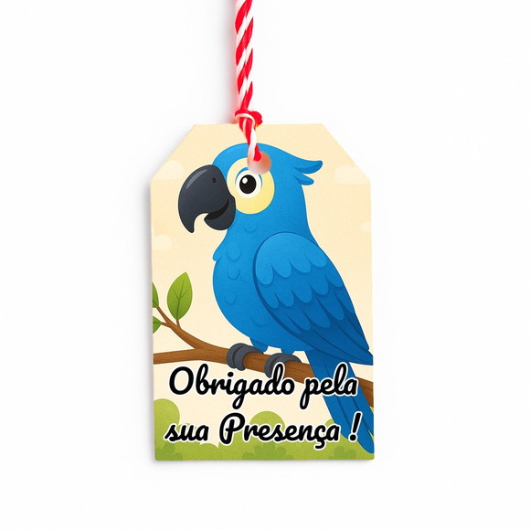 Tag de Agradecimento Personalizada 7x5 Arara Azul - Imagem 5