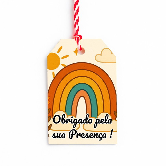 Tag de Agradecimento Personalizada 7x5 Arco-íris Boho - Imagem 2