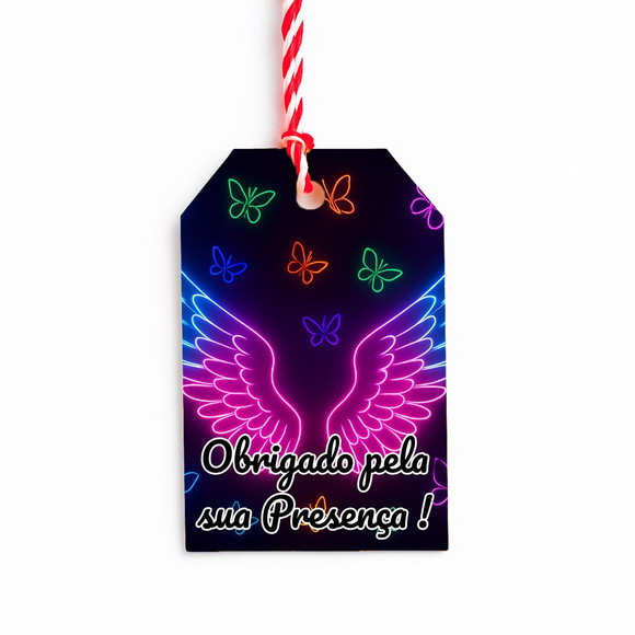 Tag de Agradecimento Personalizada 7x5 Asas Neon - Imagem 2