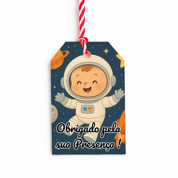 Tag de Agradecimento Personalizada 7x5 Astronauta Baby - Imagem 4