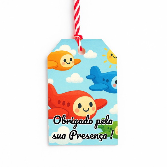 Tag de Agradecimento Personalizada 7x5 Aviões - Imagem 3