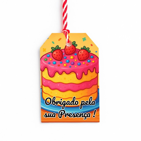 Tag de Agradecimento Personalizada 7x5 Bolo Confeitado - Imagem 5