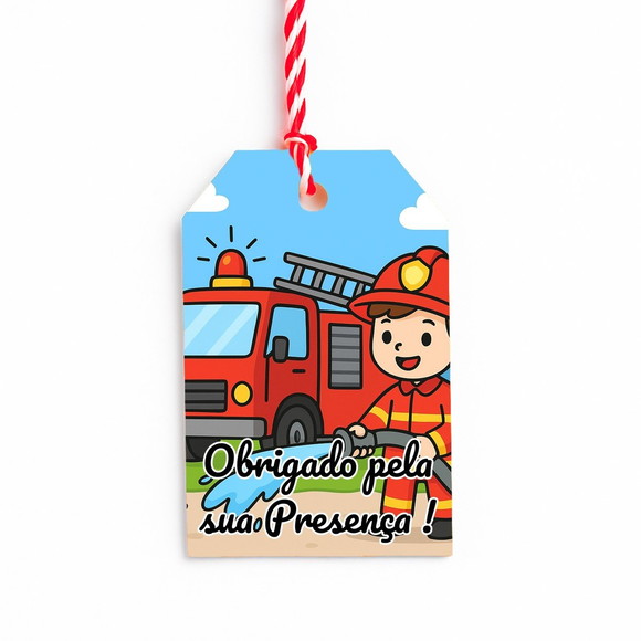 Tag de Agradecimento Personalizada 7x5 Bombeiros