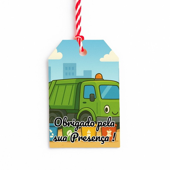 Tag de Agradecimento Personalizada 7x5 Caminhão de Lixo - Imagem 3