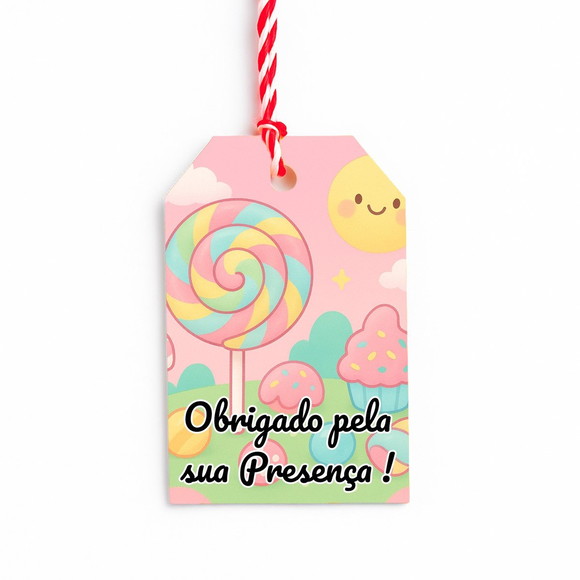 Tag de Agradecimento Personalizada 7x5 Candy Color