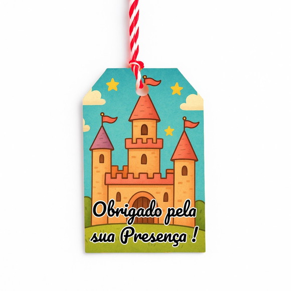 Tag de Agradecimento Personalizada 7x5 Castelo Encantado - Imagem 4