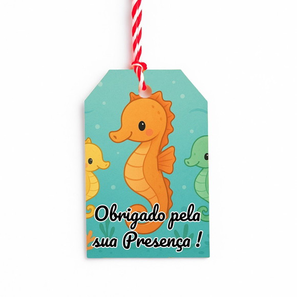 Tag de Agradecimento Personalizada 7x5 Cavalos Marinhos - Imagem 5