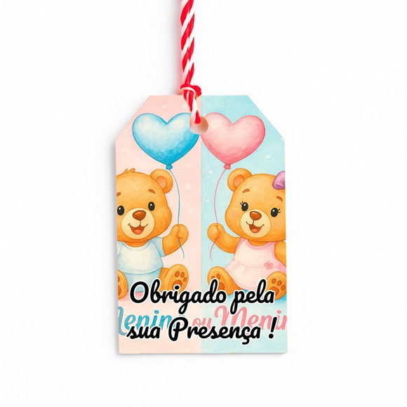 Tag de Agradecimento Personalizada 7x5 Chá de Revelação
