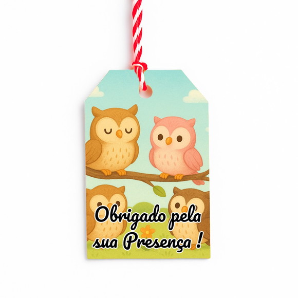 Tag de Agradecimento Personalizada 7x5 Corujinhas - Imagem 4