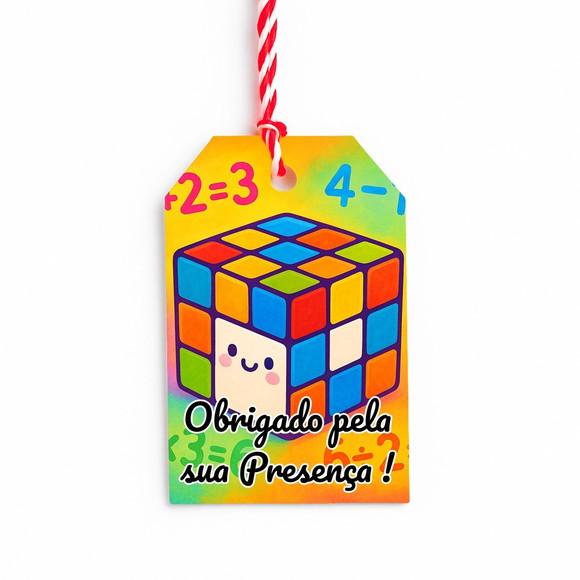 Tag de Agradecimento Personalizada 7x5 Cubo Mágico - Imagem 2