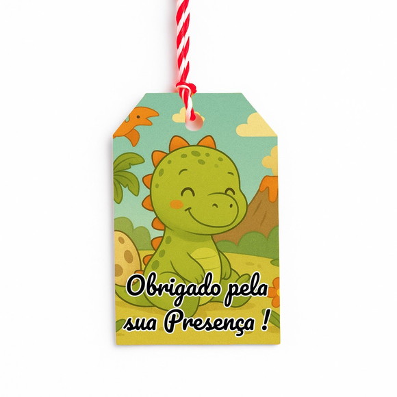 Tag de Agradecimento Personalizada 7x5 Dinossauro Baby - Imagem 4