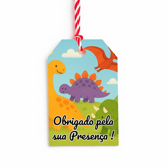 Tag de Agradecimento Personalizada 7x5 Dinossauros - Imagem 3