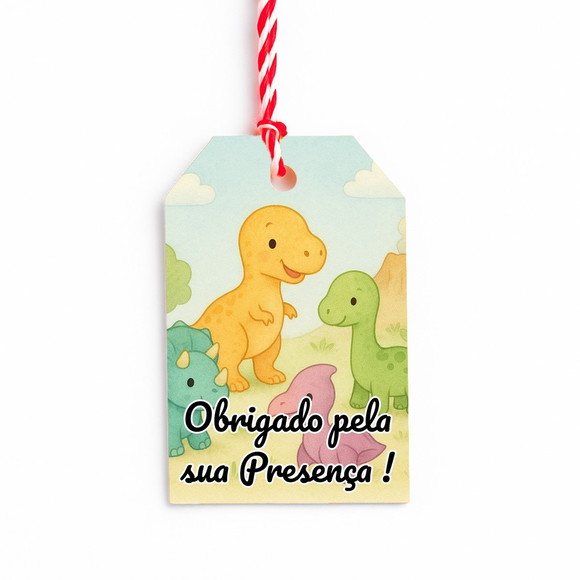 Tag de Agradecimento Personalizada 7x5 Dinossauros Baby - Imagem 4