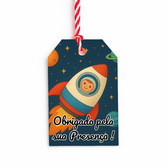 Tag de Agradecimento Personalizada 7x5 Espaço Sideral - Imagem 2