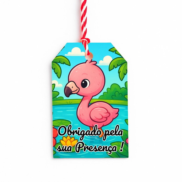 Tag de Agradecimento Personalizada 7x5 Flamingo Baby - Imagem 4