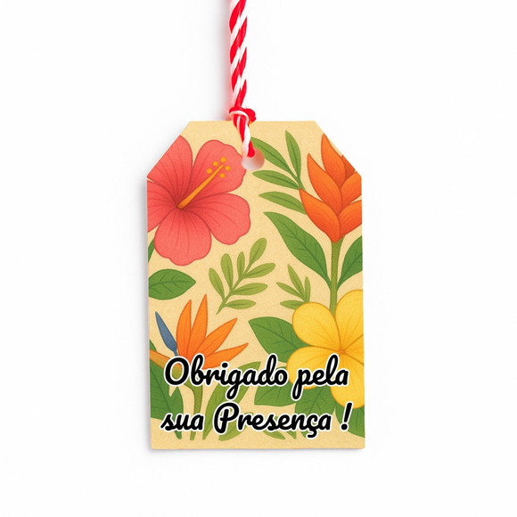 Tag de Agradecimento Personalizada 7x5 Flores Tropicais - Imagem 2