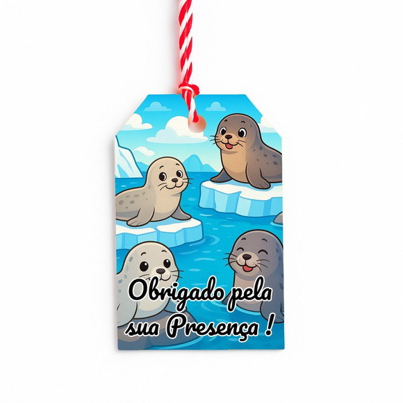 Tag de Agradecimento Personalizada 7x5 Focas - Imagem 3