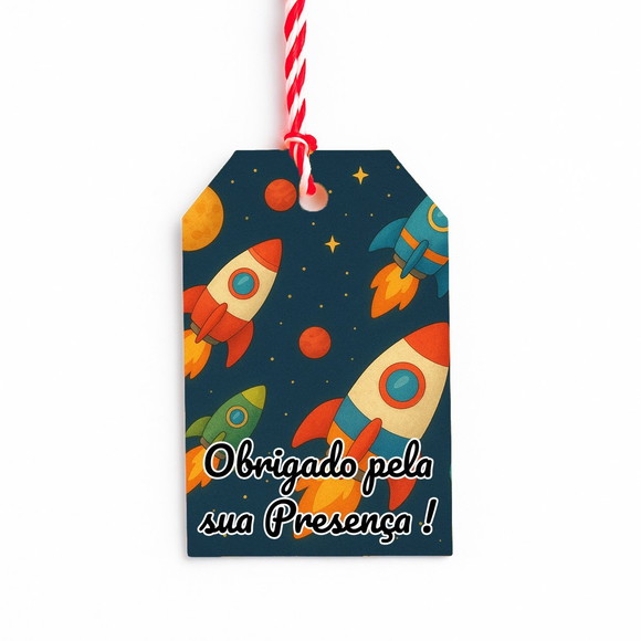 Tag de Agradecimento Personalizada 7x5 Foguetes - Imagem 4