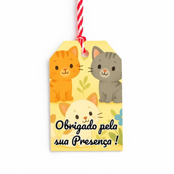 Tag de Agradecimento Personalizada 7x5 Gatinhos - Imagem 4