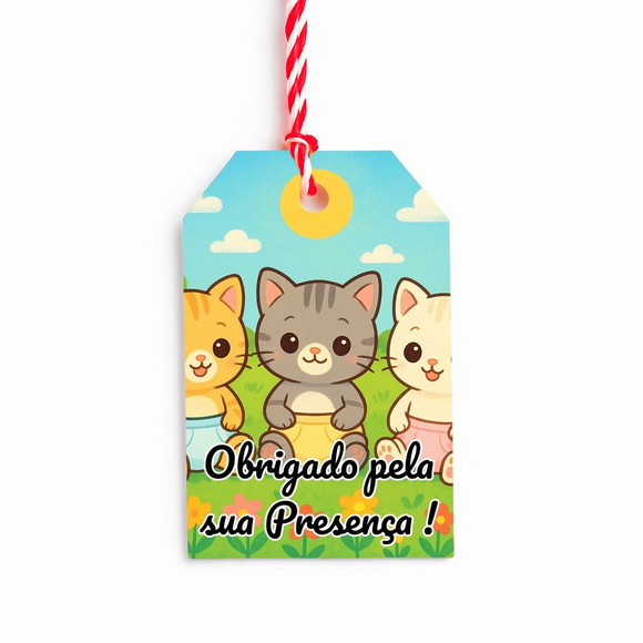 Tag de Agradecimento Personalizada 7x5 Gatinhos Baby - Imagem 3