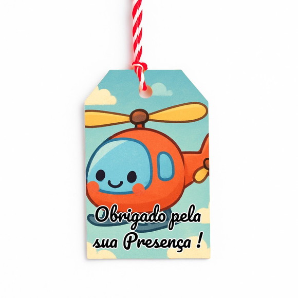Tag de Agradecimento Personalizada 7x5 Helicóptero - Imagem 4
