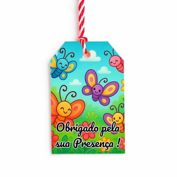 Tag de Agradecimento Personalizada 7x5 Jardim das Borboletas - Imagem 2