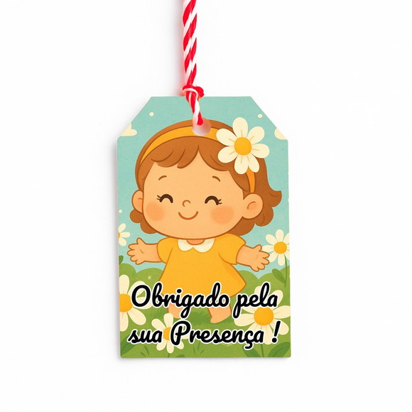 Tag de Agradecimento Personalizada 7x5 Jardim das Margaridas