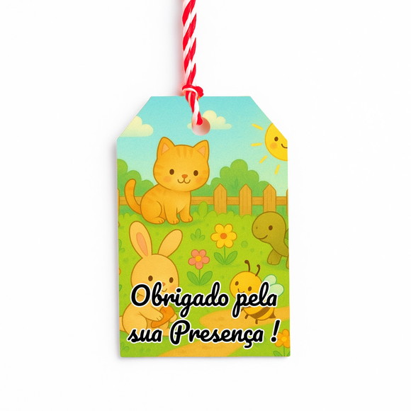 Tag de Agradecimento Personalizada 7x5 Jardim dos Bichinhos - Imagem 5